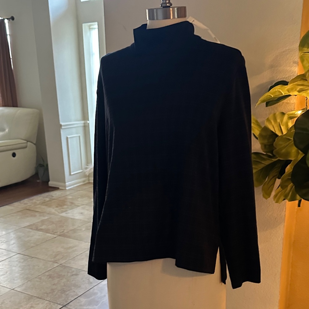 Mango Dark Plaid Blazer Sleeve